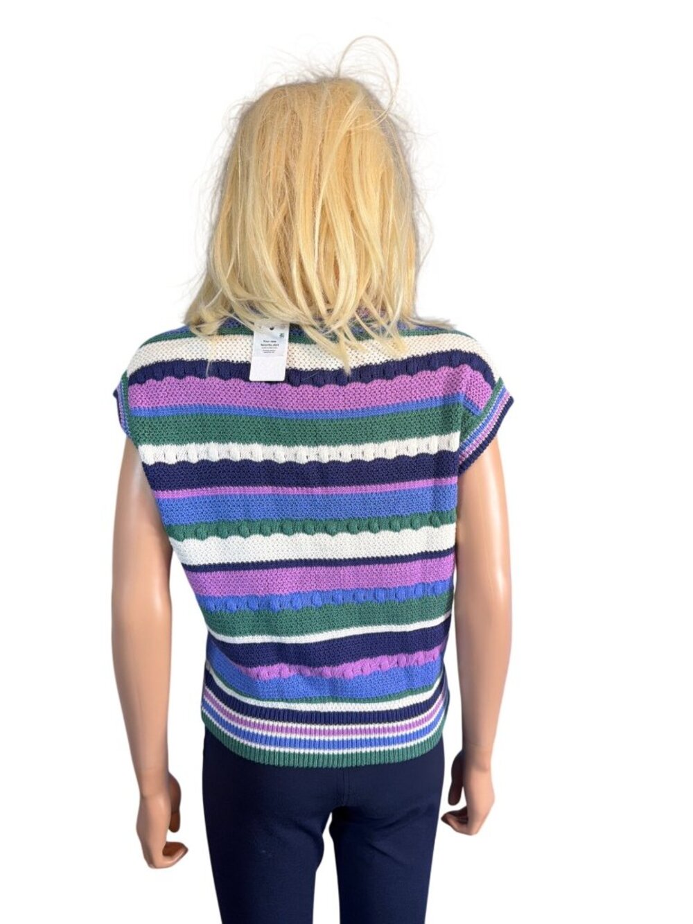 Marine Layer Rory Crochet Vest Cool Stripe Sleeveless Top Knitwear Small NWT - Picture 6 of 15